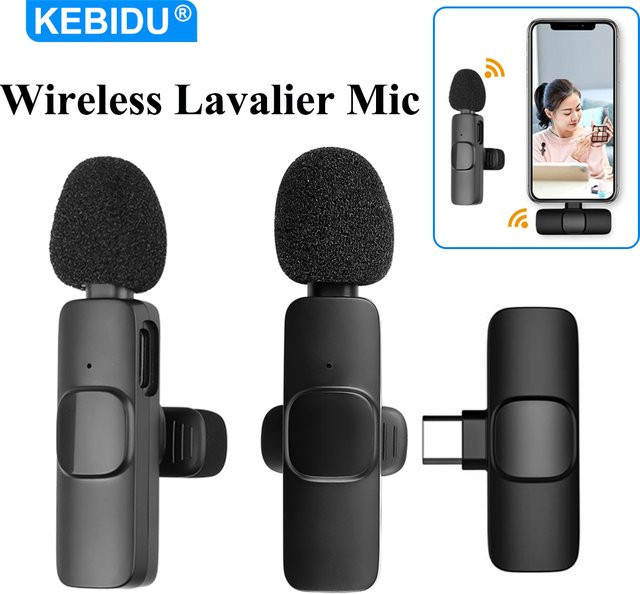 KEBIDU Kabelloses Lavalier-Mikrofon mit Geräuschunterdrückung in Schwarz für Audio- und Videoaufnahmen, Gaming und Live-Übertragungen - Bild 1
