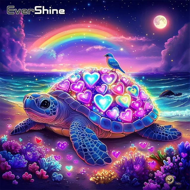 EverShine Diamant-Stickerei Meeresschildkröte als Mosaik-Gemälde in Multicolour, B/B/H: 20 x 20 x 20 cm - Bild 1