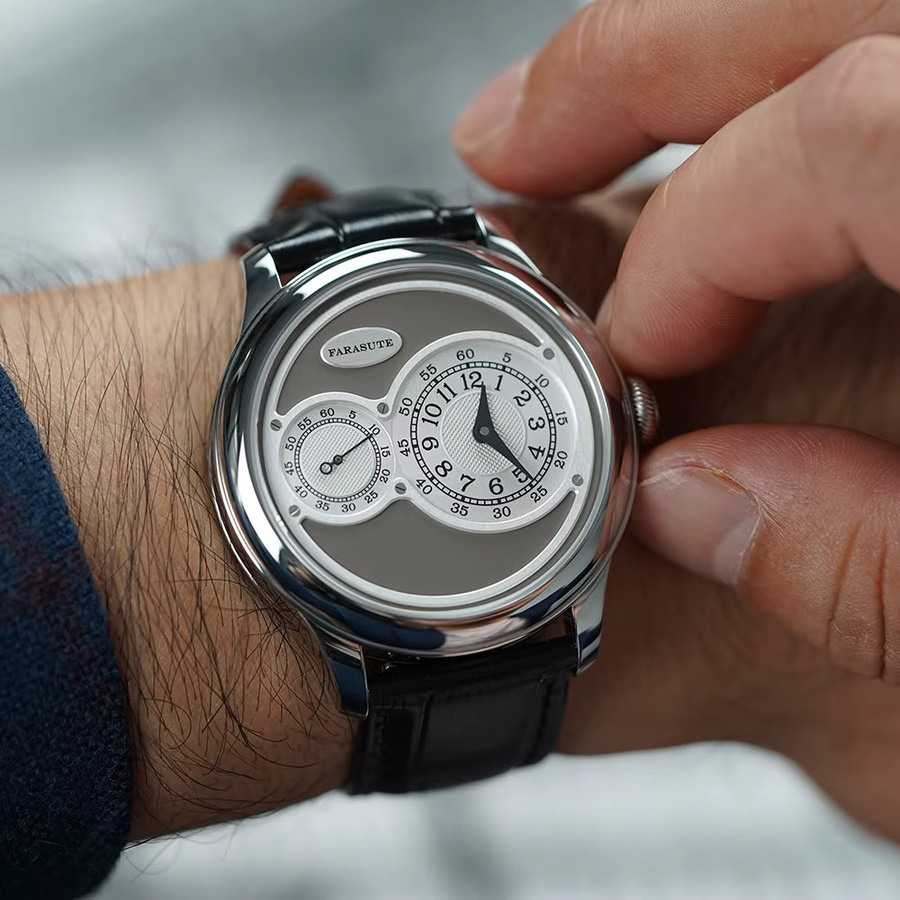 FARASUTE Armbanduhr Automatik, Edelstahl, Leder, Grau, Herren - Bild 2