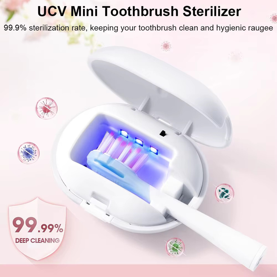 raugee Mini UVC Zahnbürsten-Sterilisator mit Trockner Funktion, USB wiederaufladbar, Wandmontage, Farbe: Weiß - Bild 2