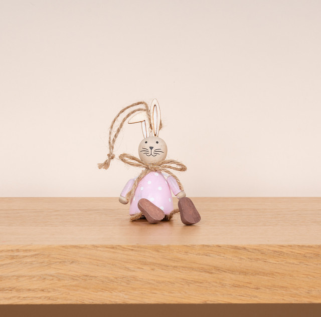 BLUME2000 Deko Holzhänger Hase in Pink mit Punkten für Ostern - Bild 1
