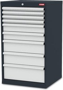 STIER Schubladenschrank aus Stahl mit 9 Schubladen, pulverbeschichtet, B/T/H: 60,0 x 57,5 x 102,0 cm - Bild 1