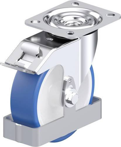 Blickle L-POTHs 125G-FI-FS Stahlblech-Lenkrolle in Blau mit 125 mm Rad-Durchmesser und 250 kg Tragfähigkeit - Bild 1