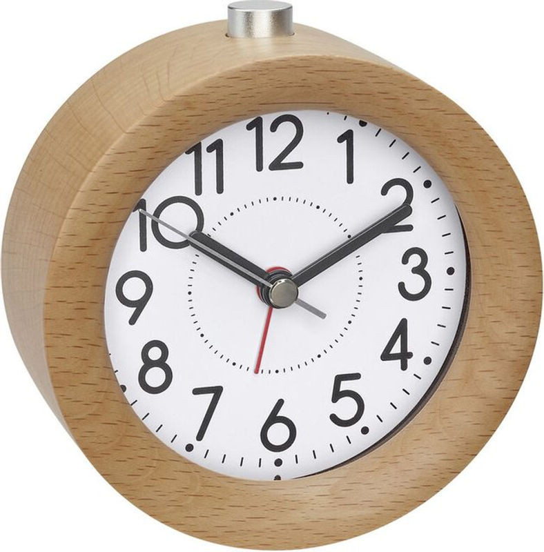 TFA Dostmann Analog Quarz Wecker aus Holz in Braun mit Beleuchtung und Schlummerfunktion - Bild 1