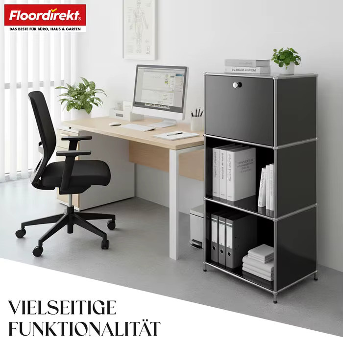 Floordirekt Metallregal Concept Epure MK-107, 4-stöckiges Aufbewahrungsregal in Schwarz, B/T/H: 50 x 40 x 121 cm - Bild 4