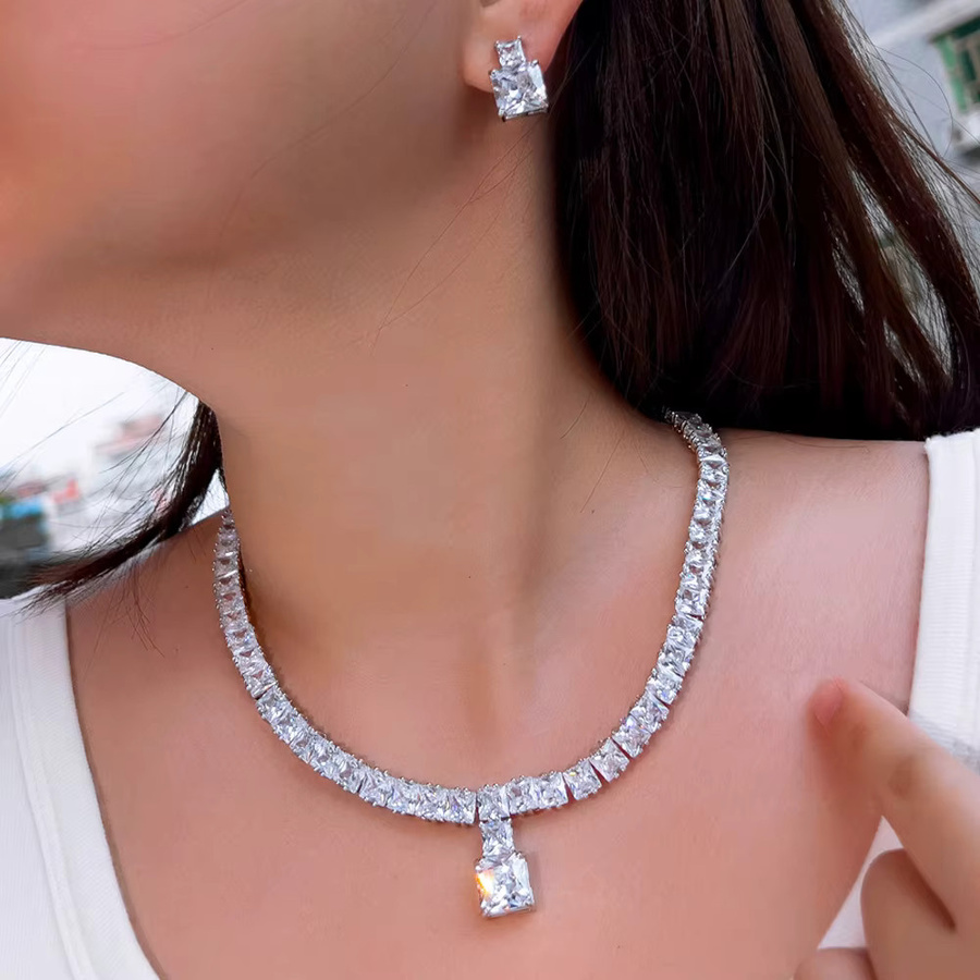 ThreeGraces Schmuck-Set, Ohrringe, Halskette, Zirkonia, Silber, Damen - Bild 2