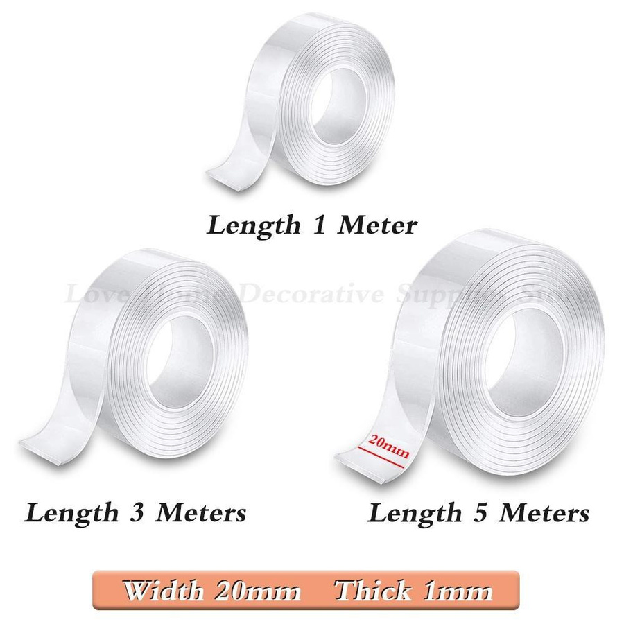 YWZT Home Depot Nano-Klebeband doppelseitig, transparent, wasserdicht und wiederverwendbar, Breite: 30 mm, Länge: 1 m - Bild 7