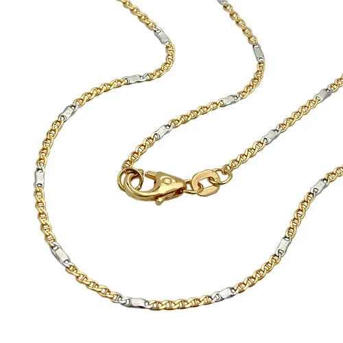 SIGO Kette Stegpanzer, 585 Gold, Bicolor, 45 cm, Unisex - Bild 1