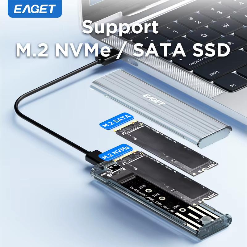 Eaget M.2 SATA NVMe SSD-Gehäuse mit 10 Gbit/s, externer Adapter für M- und B-Key, USB-C auf USB-A/C - Bild 2