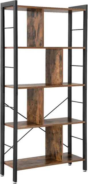 Vasagle Bücherregal mit 5 Ebenen im Industriestil, Farbe Braun-Schwarz, B/T/H: 74 x 30 x 154,5 cm - Bild 1