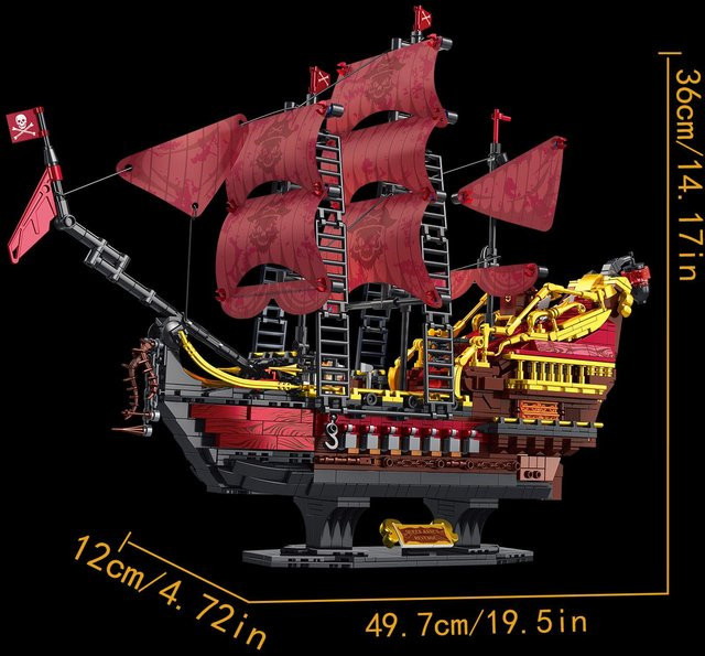 YCOLE Piratenschiff Bausteine Rotes Zusammensteckpuzzle 1898 Teile - Bild 1