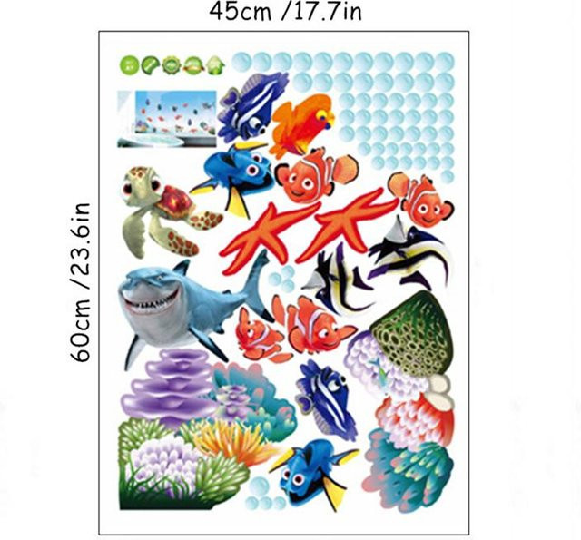 Binchi Outdoor Product Badezimmer Fliesenaufkleber mit Meeresmotiven wie Seestern, Fisch, Schildkröte und Hai aus Vinyl in Mehrfarbig für Kinderzimmer und Heimdekoration - Bild 1