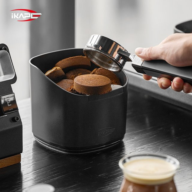 IKAPE V2 Espresso-Klopfbox für Kaffeesatz in Schwarz – Barista-Werkzeug zur Kaffeepuck-Entsorgung - Bild 1