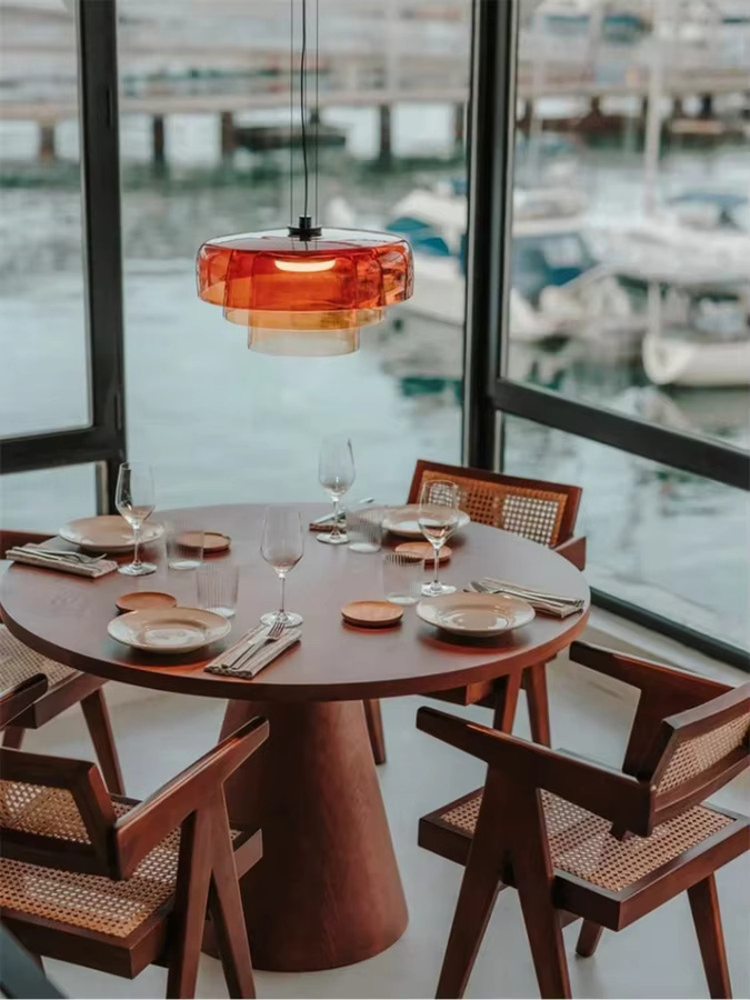 ZYZAO LED Pendelleuchte aus Glas und Metall in Orange und Transparent für das Esszimmer - Bild 3