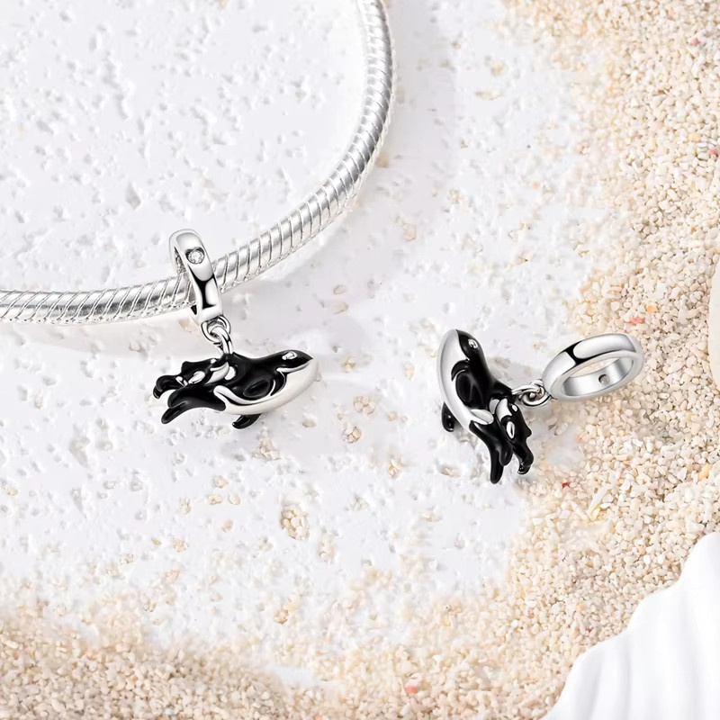Parmuz Anhänger Orca Mutter und Jungtier, 925 Silber, Perle, Damen - Bild 2