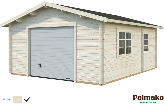 Palmako Holzgarage Roger aus Fichte mit Sektionaltor, Farbe transparent, B/T: 450 x 550 cm - Bild 1