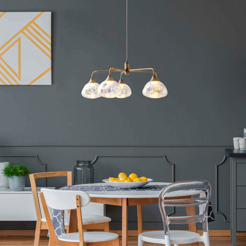 Näve LED-Pendelleuchte Varna 5-flammig in Gold/Messing mit Glas, Durchmesser: 50 cm, Höhe: 150 cm - Bild 2