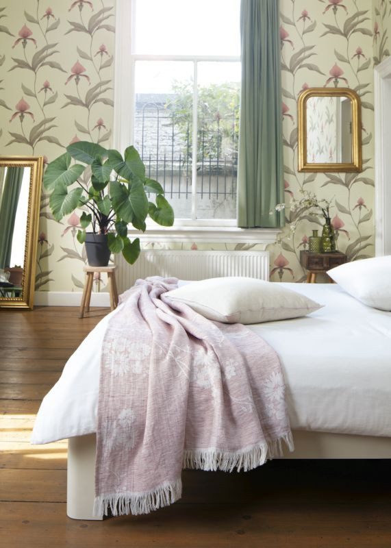 Biederlack Sommer Plaid Heimdecke Awakening rosa mit Fransen, B/B: 130 x 180 cm - Bild 1