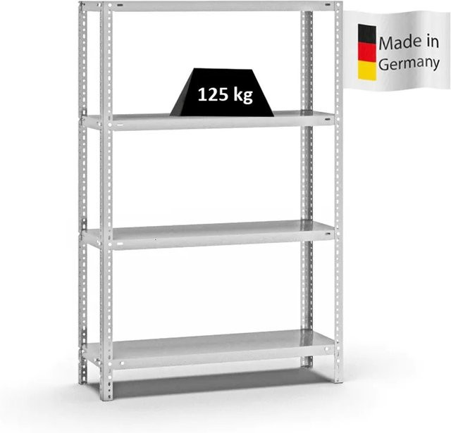 PROREGAL Fachbodenregal Light-Duty mit 4 Ebenen, Lichtgrau, H x B x T: 150 x 100 x 30 cm - Bild 1