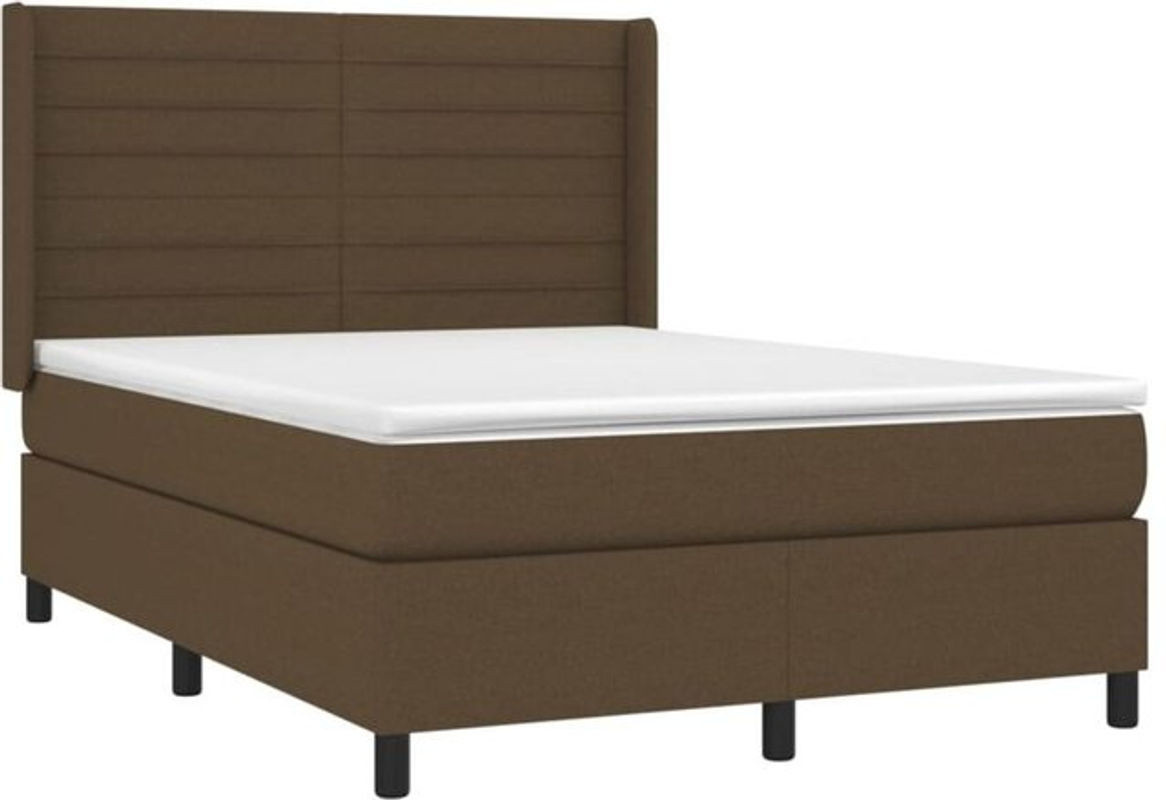 vidaxl Boxspringbett mit Matratze in Braun und Weiß aus Stoff, B/T/H: 140 x 190 x 118 cm - Bild 1
