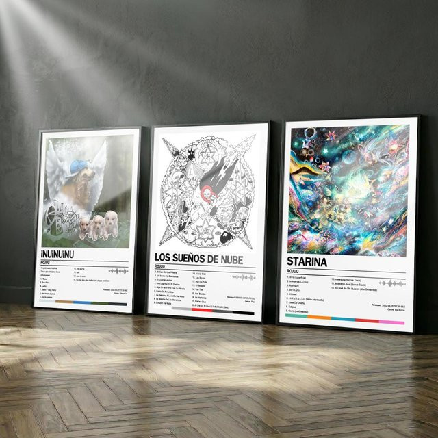 Rojuu Poster-Album-Set mit abstraktem Tier-Motiv auf Leinwand, modern und mehrfarbig, B/H: 21,0 x 30,0 cm - Bild 1