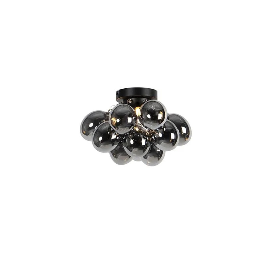 QAZQA Design Deckenleuchte Uvas in Schwarz mit Rauchglas, dimmbare 3-Licht Pendelleuchte im Art-Deco-Stil - Bild 2