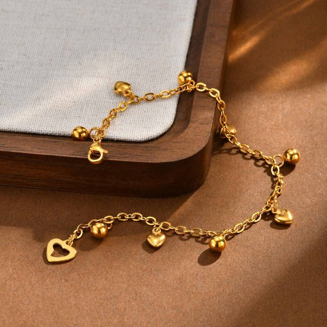 Meaeguet Herz-Armband, 18 Karat vergoldet, Edelstahl, Damen - Bild 1