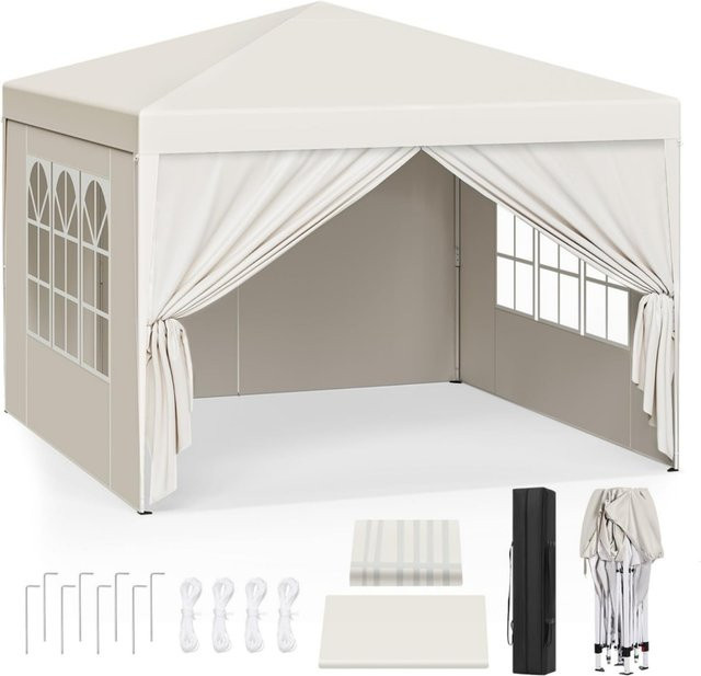WOLTU Pavillon beige, faltbares Gartenzelt mit UV-Sonnenschutz und wasserdichter Überdachung, B/T/H: 300 x 300 x 258 cm - Bild 1