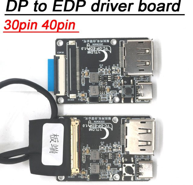 DisplayPort zu eDP Signal Adapter Board für 4K und 8K Computer LCD Displays, kompatibel mit 30pin und 40pin 2-Lane oder 4-Lane, Farbe: Schwarz - Bild 1
