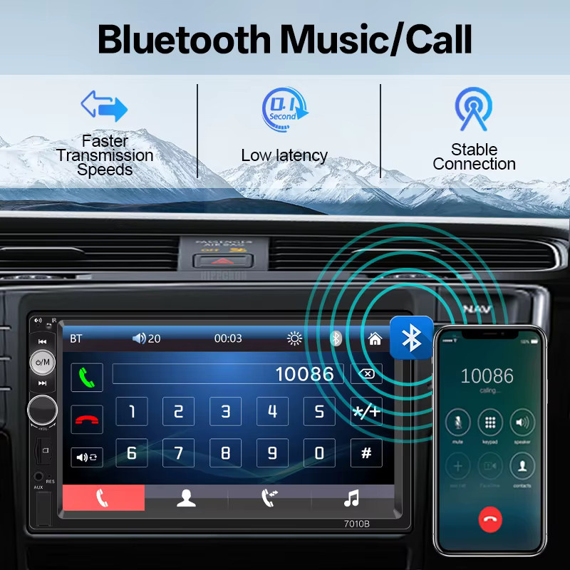 HIPPCRON 7 Zoll Autoradio MP5 mit Bluetooth, Multimedia-Videoplayer, FM-Empfänger, USB-A, TF und AUX in Schwarz - Bild 4