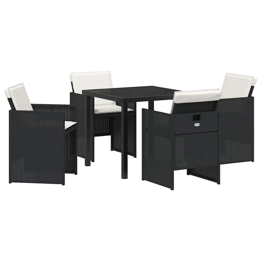 vidaXL Garten Essgruppe aus Poly-Rattan mit 5-teiligem Set und Kissen in Schwarz - Bild 2
