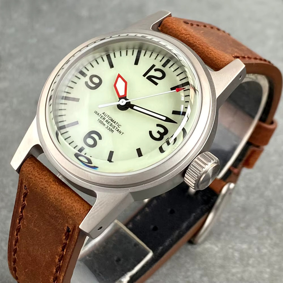 Tandorio Taucheruhr, Automatik, Edelstahl, 36 mm, Leder, Herren, Schwarz - Bild 3