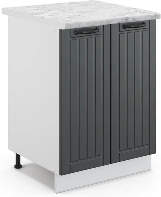 Vicco Küchenunterschrank Fame-Line Landhausstil Anthrazit und Weiß B: 60 cm, T: 60 cm, H: 82 cm - Bild 1