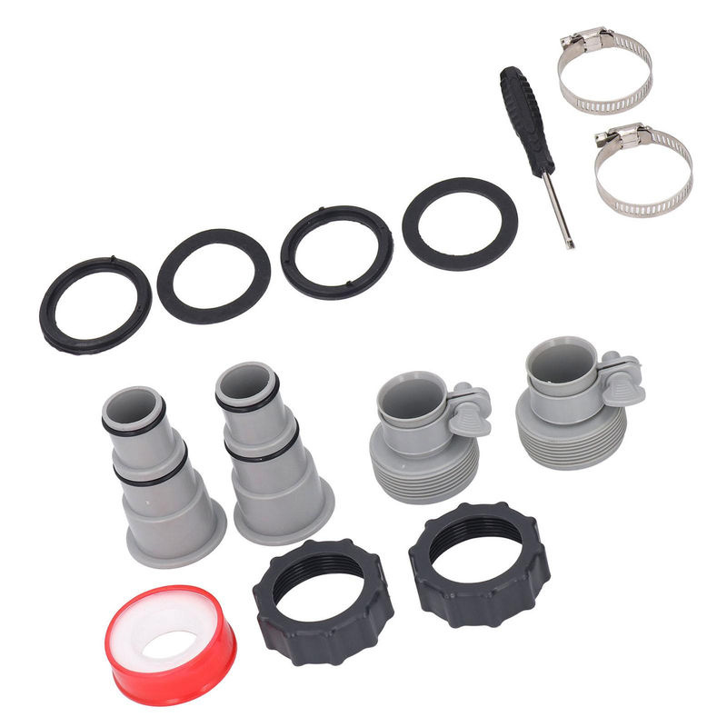Schlauchadapter-Set mit Gewinde und Ersatzschellen als Rohrverbinder für 1,5- und 1,25-Zoll-Schläuche zur Wartung von Filterpumpen - Bild 3