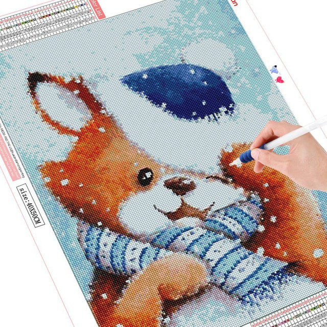 Diamond Painting Set FIYO Winter Bär Motiv, Vollquadratische Diamantstickerei mit Tier-Dekor, Mehrfarbig, B/H: 20 x 30 cm - Bild 1