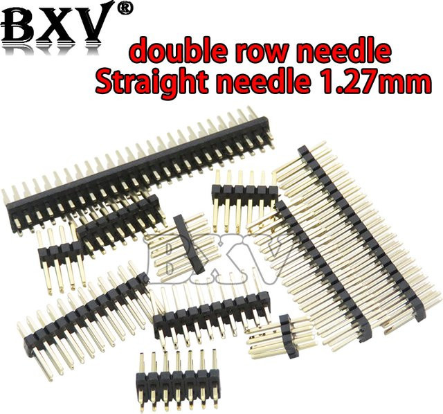 Zweireihiger Pin Header Stecker 1,27 mm Abstand, abtrennbarer Leiterplatten-Steifen, Schwarz - Bild 1