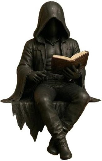 Hercules Gotische Lesende Statue in Schwarz – Sitzende Skulptur aus Harz für dein Bücherregal oder Schreibtisch - Bild 1