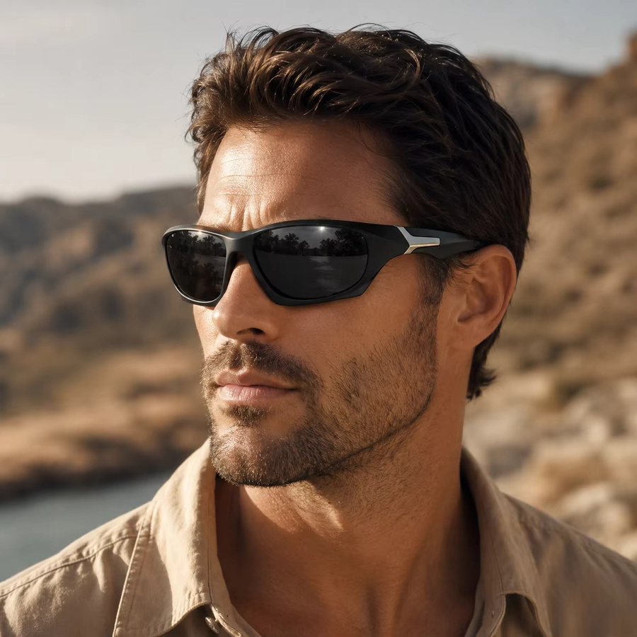 AWGSEE Sportsonnenbrille Wrap, Vollrand, Schwarz, Herren, Kunststoff - Bild 2