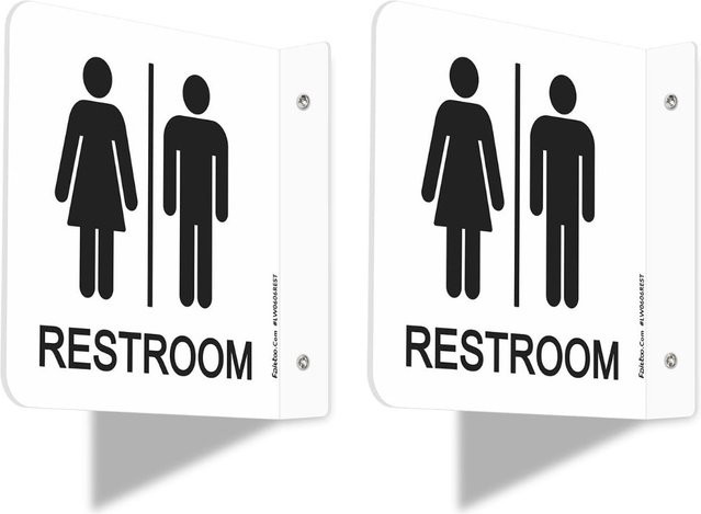 Faittoo Toilettenschild für Badezimmer und Büro, Unisex, Weiß, B/H: 15,2 x 15,2 cm - Bild 1