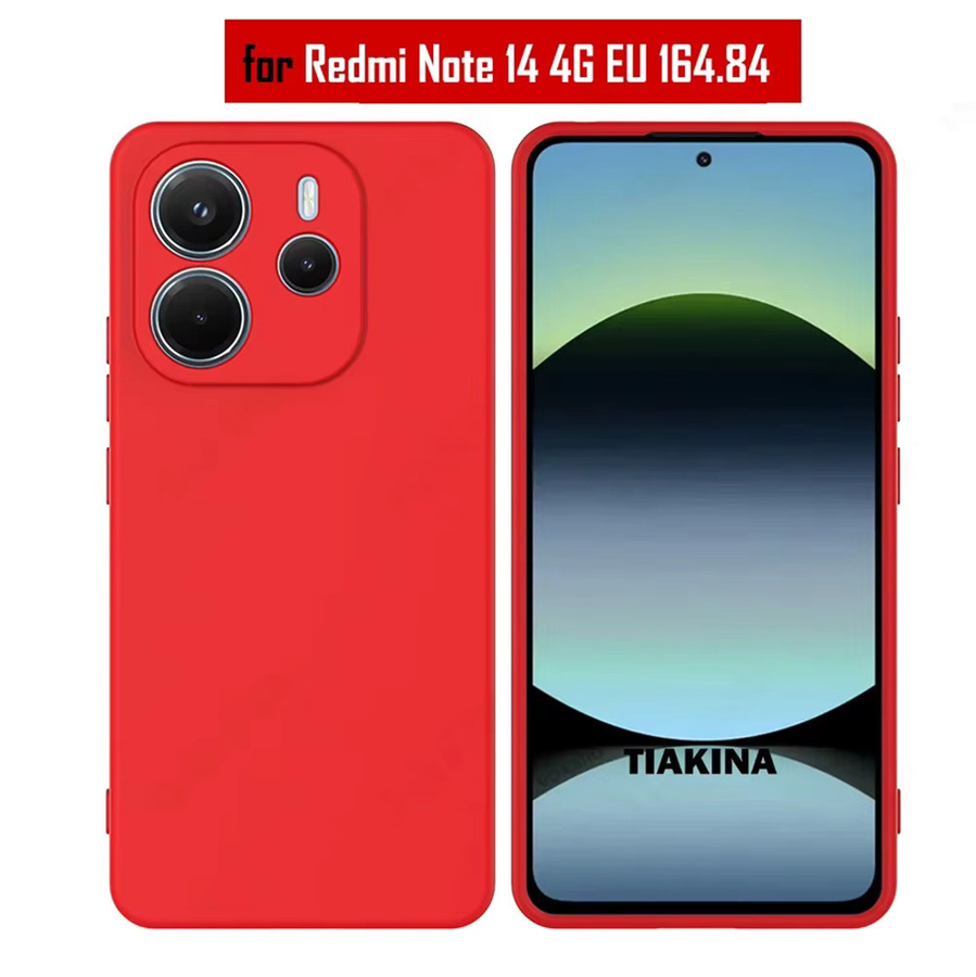 Rutschfeste Flüssigsilikon Handyhülle für Xiaomi Redmi Note 14 4G in Rot mit Sturzschutz - Bild 2