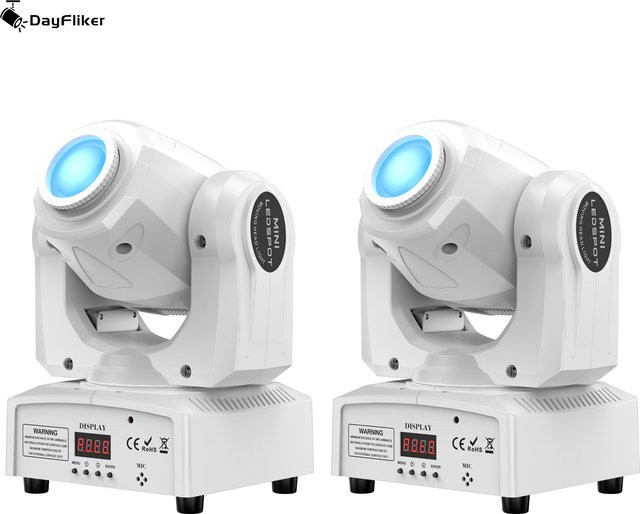 DayFlicker 2er Set Weiße 150W LED Moving Head Effektleuchten mit Fernbedienung und DMX512 für Konzerte und Hochzeiten - Bild 1