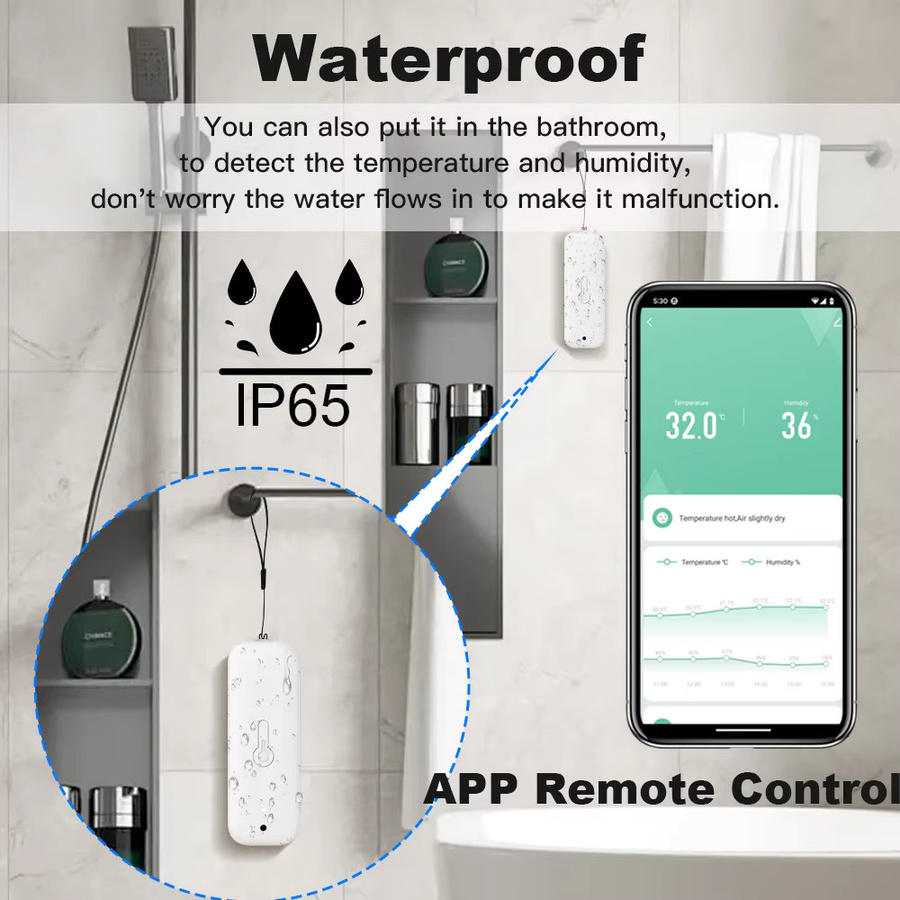 Tuya Zigbee Temperatur- und Feuchtigkeitssensor IP65 Wasserdichtes Hygrometer Thermometer in Weiß für Outdoor mit Yandex und Alexa Unterstützung - Bild 3