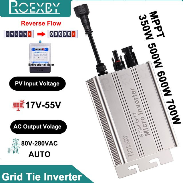 ROEXBY MPPT Solar-Netzwechselrichter Mikro-Wechselrichter-System DC zu AC Ausgang 120V/230V in Silber - Bild 1
