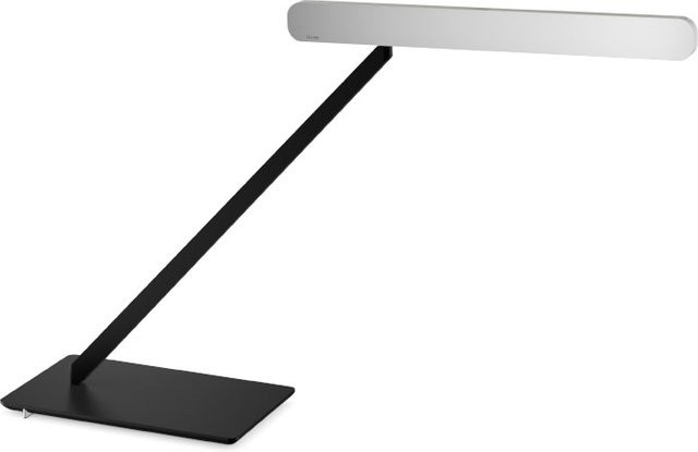 Occhio Taglio LED-Tischleuchte mit Occhio air Modul, Basis Schwarz matt und Kopf Silber matt, Wide mit klarem Uplight Cover - Bild 1