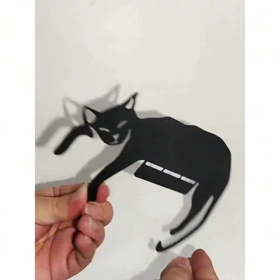Metallwandkunst von CIFBUY mit schwarzer Katzen-Silhouette als moderne Weihnachtsdekoration - Bild 3