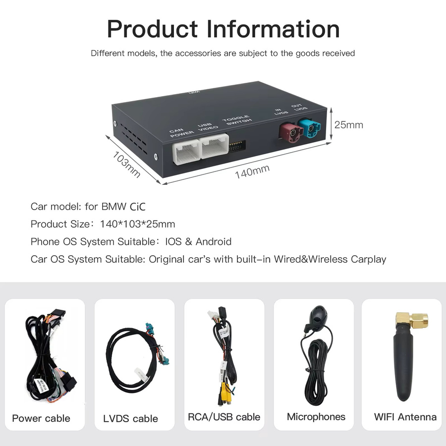 AUTOABC Drahtlose CarPlay und Android Auto Schnittstelle für BMW NBT/CIC 1 2 3 4 5 Serie sowie X1 X3 X4 X5 in Schwarz - Bild 5