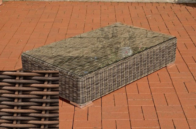 TPFGarden Lounge-Tisch Arno in braun-meliert mit Glasplatte und Rattan-Optik, B/T: 100 x 50 cm - Bild 1