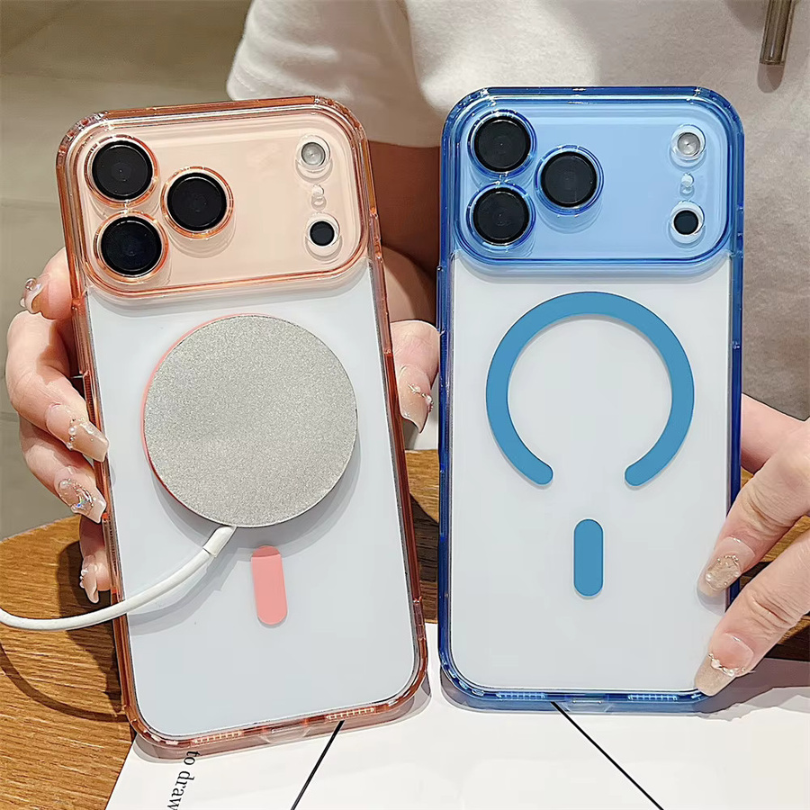 Xeber Magnetische MagSafe Schutzhülle für iPhone 11 bis 17 Pro Max Plus in Transparent, Pink und Multicolour mit Acryl-Objektivschutz - Bild 2