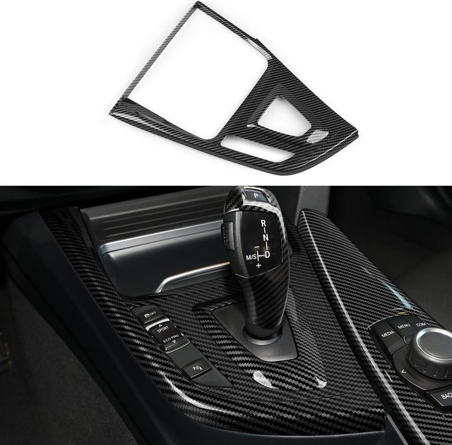 Hengyueshang Carbon Fiber ABS Mittelkonsole Gangschaltung Abdeckung Panel für BMW 3er und 4er F30 F31 F32 F33 F34 F36 (2012-2018) in Schwarz - Bild 1