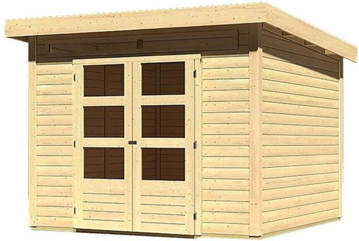 KARIBU Gartenhaus Kandern aus Holz in Braun mit Flachdach B/H/T: 274 x 222 x 274 cm - Bild 3